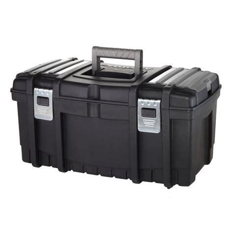 husky 22 in tool box with metal latches new|husky stackable storage tool box.